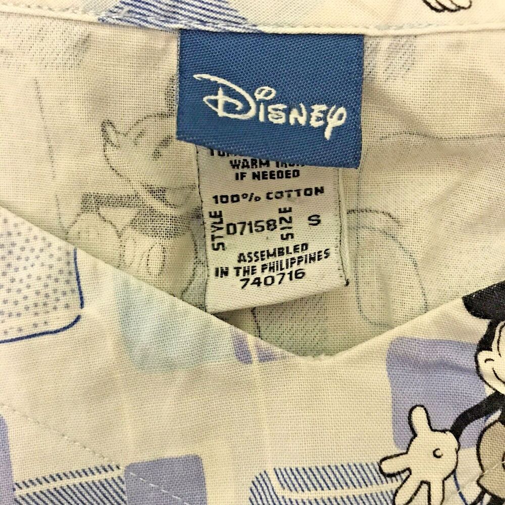 Disney Scrub Top Small Blue Mickey V-Neck Pockets Short Sleeve Tie Back Medical - Picture 9 of 10